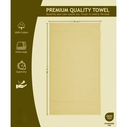 Bliss Kingdom 100% Combed Cotton Bath Towels 4-Pack – Large 70x140 cm, Soft & Absorbent, Quick Dry, Durable Bathroom Towels for Home, Spa & Hotel Use