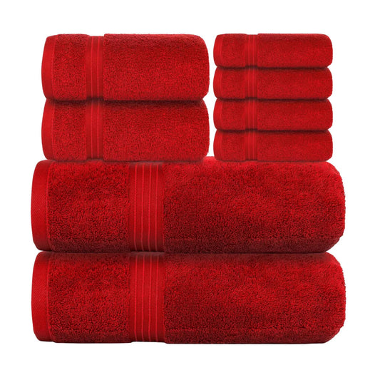 Bliss Kingdom 100% Combed Cotton 8-Piece Towel Set – Luxury Soft & Absorbent Bath Towels, Hand Towels & Washcloths for Bathroom – Quick Dry, Durable & Gift Ready