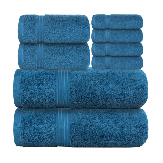 Bliss Kingdom 100% Combed Cotton 8-Piece Towel Set – Luxury Soft & Absorbent Bath Towels, Hand Towels & Washcloths for Bathroom – Quick Dry, Durable & Gift Ready