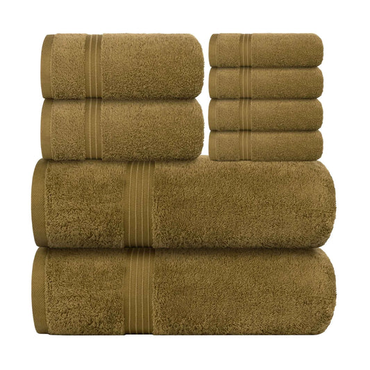 Bliss Kingdom 100% Combed Cotton 8-Piece Towel Set – Luxury Soft & Absorbent Bath Towels, Hand Towels & Washcloths for Bathroom – Quick Dry, Durable & Gift Ready