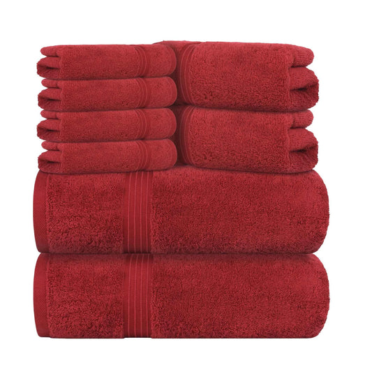 Bliss Kingdom 100% Combed Cotton 8-Piece Towel Set – Luxury Soft & Absorbent Bath Towels, Hand Towels & Washcloths for Bathroom – Quick Dry, Durable & Gift Ready
