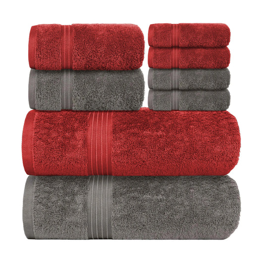 Bliss Kingdom 100% Combed Cotton 8-Piece Towel Set – Luxury Soft & Absorbent Bath Towels, Hand Towels & Washcloths for Bathroom – Quick Dry, Durable & Gift Ready