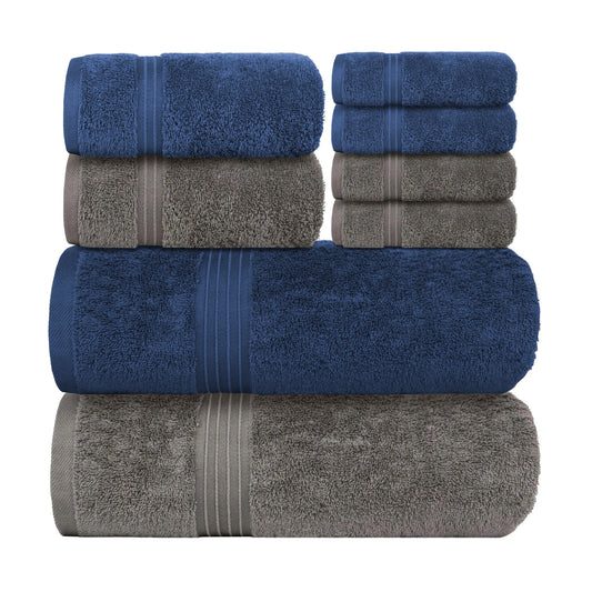 Bliss Kingdom 100% Combed Cotton 8-Piece Towel Set – Luxury Soft & Absorbent Bath Towels, Hand Towels & Washcloths for Bathroom – Quick Dry, Durable & Gift Ready