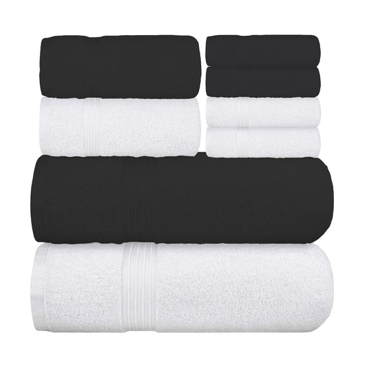 Bliss Kingdom 100% Combed Cotton 8-Piece Towel Set – Luxury Soft & Absorbent Bath Towels, Hand Towels & Washcloths for Bathroom – Quick Dry, Durable & Gift Ready