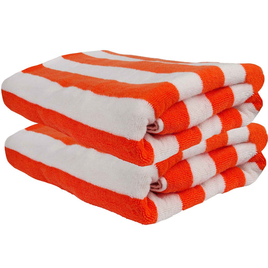 Bliss Kingdom Cabana Stripes Beach & Pool Towels 2-Pack – Extra Large 90x180 cm, 100% Cotton, Soft & Absorbent Luxury Towels for Pool, Beach & Spa Use