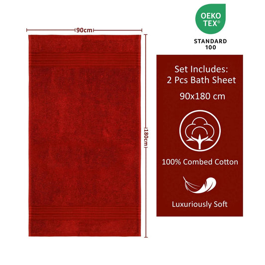 Bliss Kingdom Jumbo Bath Sheets 2-Pack – Extra Large 90x180 cm, 100% Combed Cotton, Soft & Absorbent Luxury Towels for Bathroom, Spa & Hotel Use