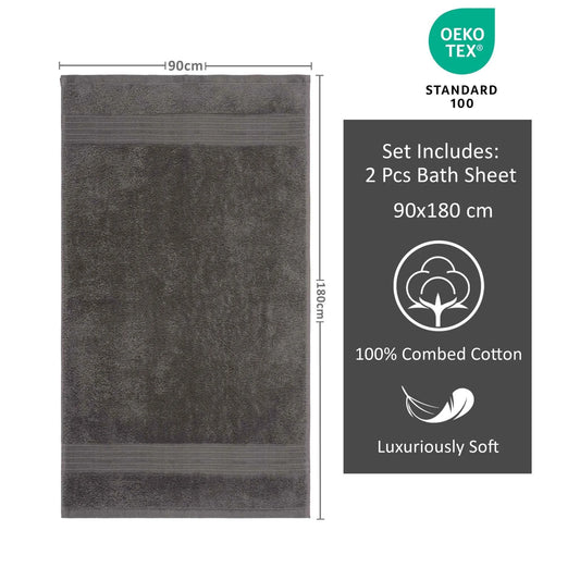 Bliss Kingdom Jumbo Bath Sheets 2-Pack – Extra Large 90x180 cm, 100% Combed Cotton, Soft & Absorbent Luxury Towels for Bathroom, Spa & Hotel Use