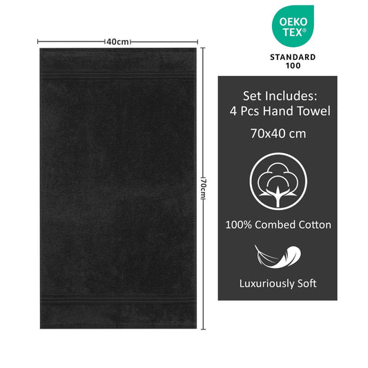 Bliss Kingdom Luxury Hand Towels 4-Pack – 40x70 cm, 100% Combed Cotton, Soft & Absorbent Premium Towels for Bathroom, Kitchen & Spa Use