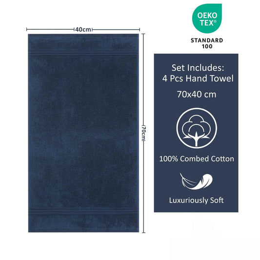 Bliss Kingdom Luxury Hand Towels 4-Pack – 40x70 cm, 100% Combed Cotton, Soft & Absorbent Premium Towels for Bathroom, Kitchen & Spa Use