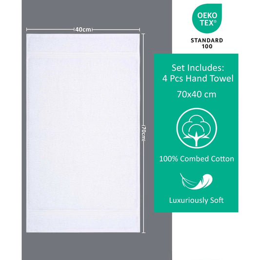 Bliss Kingdom Luxury Hand Towels 4-Pack – 40x70 cm, 100% Combed Cotton, Soft & Absorbent Premium Towels for Bathroom, Kitchen & Spa Use
