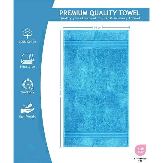 Bliss Kingdom 100% Combed Cotton Bath Towels 4-Pack – Large 70x140 cm, Soft & Absorbent,  Quick Dry, Durable Bathroom Towels for Home, Spa & Hotel Use
