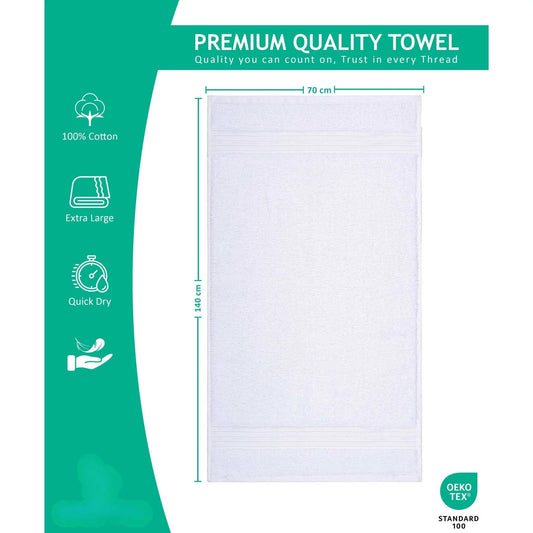 Bliss Kingdom 100% Combed Cotton Bath Towels 4-Pack – Large 70x140 cm, Soft & Absorbent,  Quick Dry, Durable Bathroom Towels for Home, Spa & Hotel Use
