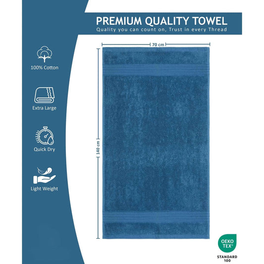 Bliss Kingdom 100% Combed Cotton Bath Towels 4-Pack – Large 70x140 cm, Soft & Absorbent,  Quick Dry, Durable Bathroom Towels for Home, Spa & Hotel Use