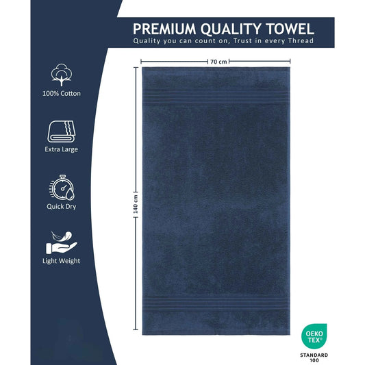 Bliss Kingdom 100% Combed Cotton Bath Towels 4-Pack – Large 70x140 cm, Soft & Absorbent,  Quick Dry, Durable Bathroom Towels for Home, Spa & Hotel Use