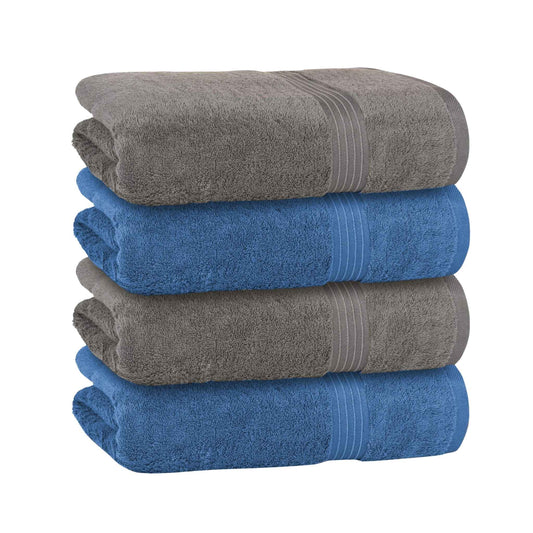 Bliss Kingdom 100% Combed Cotton Bath Towels 4-Pack – Large 70x140 cm, Soft & Absorbent,  Quick Dry, Durable Bathroom Towels for Home, Spa & Hotel Use