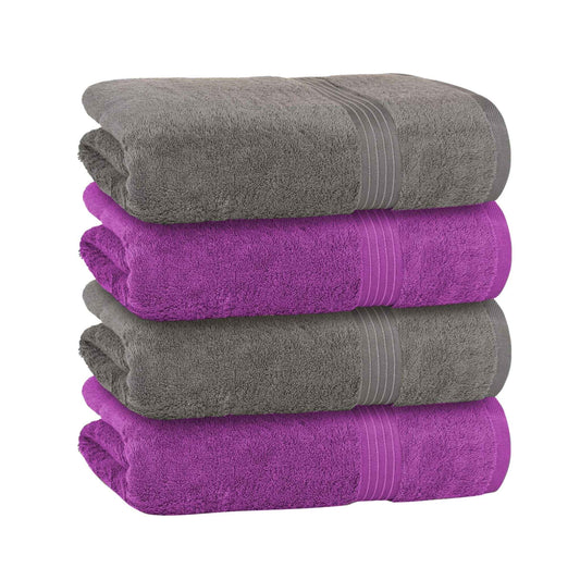 Bliss Kingdom 100% Combed Cotton Bath Towels 4-Pack – Large 70x140 cm, Soft & Absorbent,  Quick Dry, Durable Bathroom Towels for Home, Spa & Hotel Use