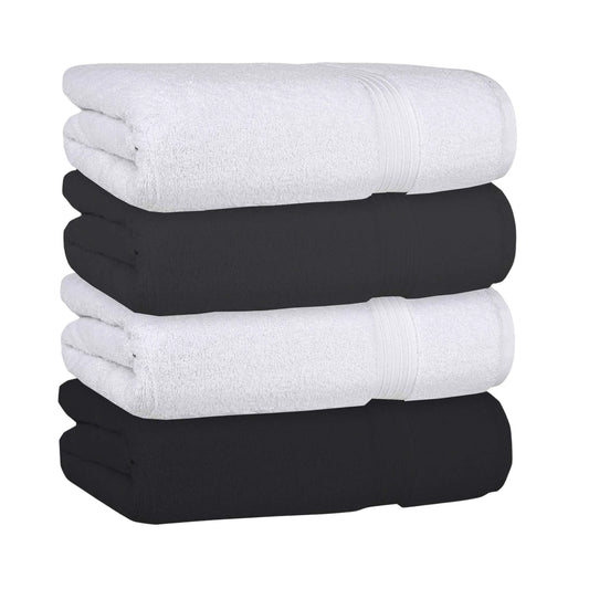 Bliss Kingdom 100% Combed Cotton Bath Towels 4-Pack – Large 70x140 cm, Soft & Absorbent,  Quick Dry, Durable Bathroom Towels for Home, Spa & Hotel Use
