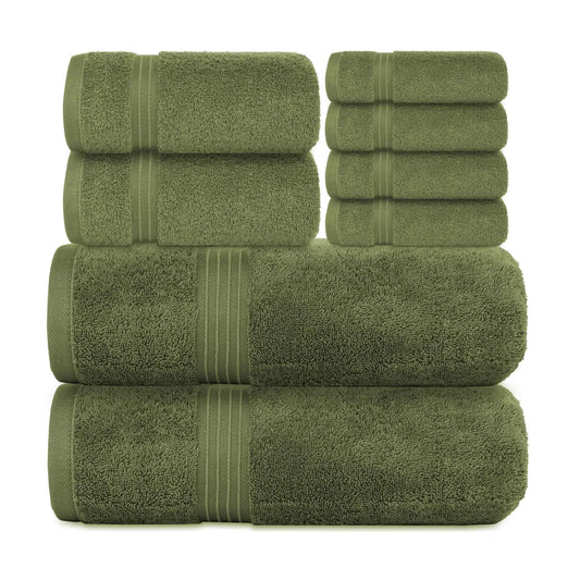 Bliss Kingdom 100% Combed Cotton 8-Piece Towel Set – Luxury Soft & Absorbent Bath Towels,  Hand Towels & Washcloths for Bathroom – Quick Dry, Durable & Gift Ready