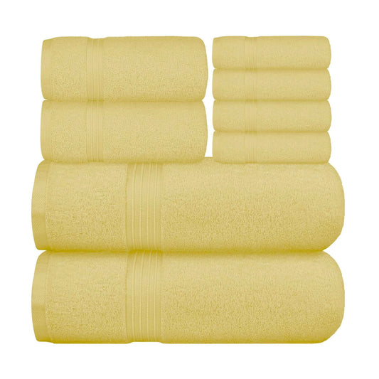 Bliss Kingdom 100% Combed Cotton 8-Piece Towel Set – Luxury Soft & Absorbent Bath Towels,  Hand Towels & Washcloths for Bathroom – Quick Dry, Durable & Gift Ready