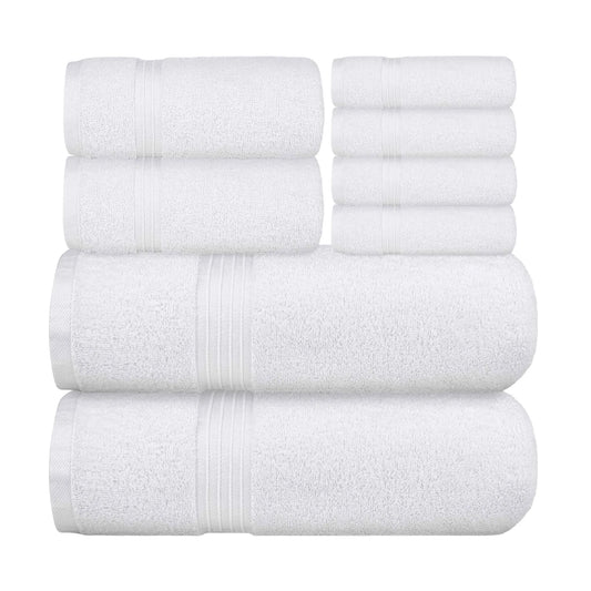 Bliss Kingdom 100% Combed Cotton 8-Piece Towel Set – Luxury Soft & Absorbent Bath Towels,  Hand Towels & Washcloths for Bathroom – Quick Dry, Durable & Gift Ready