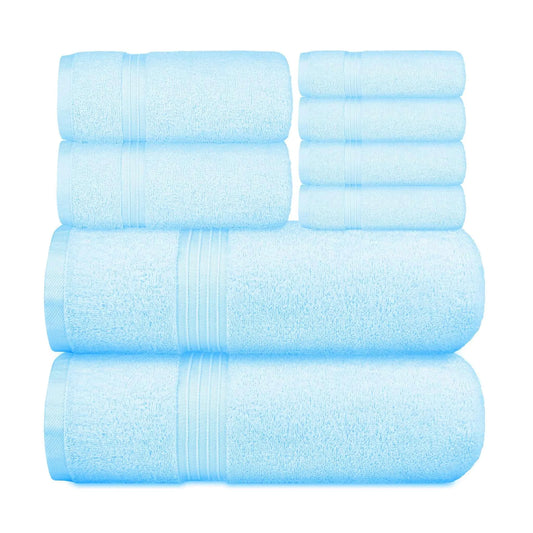 Bliss Kingdom 100% Combed Cotton 8-Piece Towel Set – Luxury Soft & Absorbent Bath Towels,  Hand Towels & Washcloths for Bathroom – Quick Dry, Durable & Gift Ready