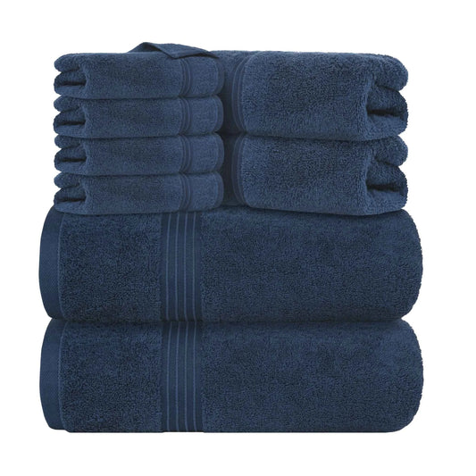 Bliss Kingdom 100% Combed Cotton 8-Piece Towel Set – Luxury Soft & Absorbent Bath Towels,  Hand Towels & Washcloths for Bathroom – Quick Dry, Durable & Gift Ready