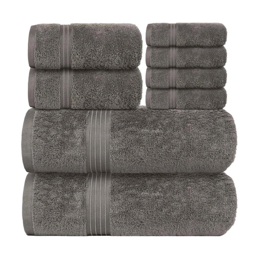 Bliss Kingdom 100% Combed Cotton 8-Piece Towel Set – Luxury Soft & Absorbent Bath Towels,  Hand Towels & Washcloths for Bathroom – Quick Dry, Durable & Gift Ready
