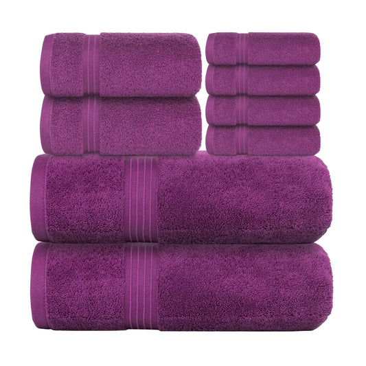 Bliss Kingdom 100% Combed Cotton 8-Piece Towel Set – Luxury Soft & Absorbent Bath Towels,  Hand Towels & Washcloths for Bathroom – Quick Dry, Durable & Gift Ready