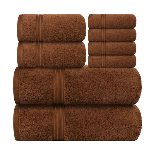 Bliss Kingdom 100% Combed Cotton 8-Piece Towel Set – Luxury Soft & Absorbent Bath Towels,  Hand Towels & Washcloths for Bathroom – Quick Dry, Durable & Gift Ready