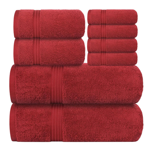Bliss Kingdom 100% Combed Cotton 8-Piece Towel Set – Luxury Soft & Absorbent Bath Towels,  Hand Towels & Washcloths for Bathroom – Quick Dry, Durable & Gift Ready