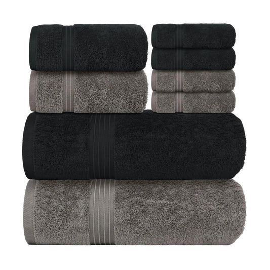 Bliss Kingdom 100% Combed Cotton 8-Piece Towel Set – Luxury Soft & Absorbent Bath Towels,  Hand Towels & Washcloths for Bathroom – Quick Dry, Durable & Gift Ready