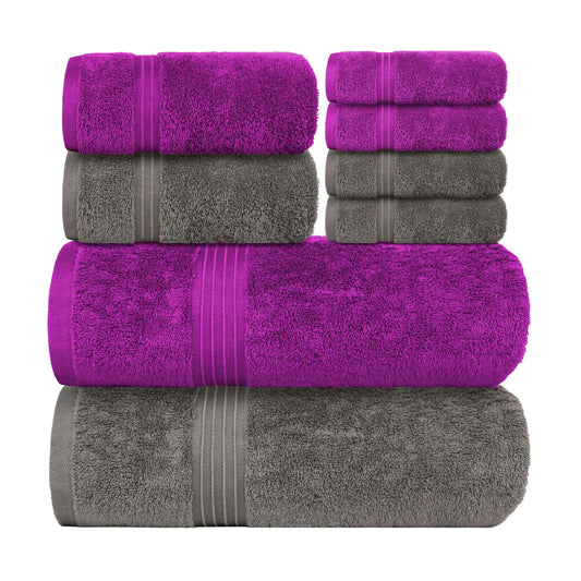 Bliss Kingdom 100% Combed Cotton 8-Piece Towel Set – Luxury Soft & Absorbent Bath Towels,  Hand Towels & Washcloths for Bathroom – Quick Dry, Durable & Gift Ready