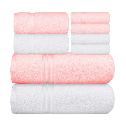 Bliss Kingdom 100% Combed Cotton 8-Piece Towel Set – Luxury Soft & Absorbent Bath Towels,  Hand Towels & Washcloths for Bathroom – Quick Dry, Durable & Gift Ready