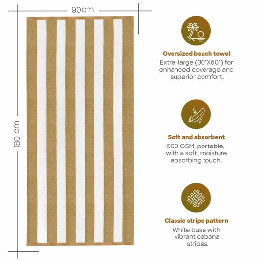 Bliss Kingdom Cabana Stripes Beach & Pool Towels 2-Pack – Extra Large 90x180 cm, 100%  Cotton, Soft & Absorbent Luxury Towels for Pool, Beach & Spa Use