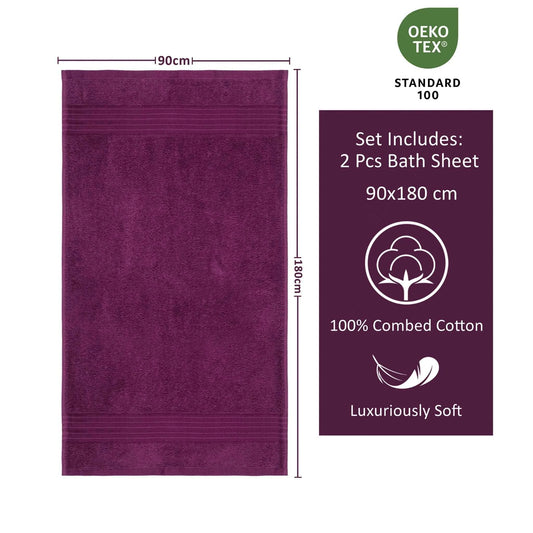 Bliss Kingdom Jumbo Bath Sheets 2-Pack – Extra Large 90x180 cm, 100% Combed Cotton, Soft &  Absorbent Luxury Towels for Bathroom, Spa & Hotel Use
