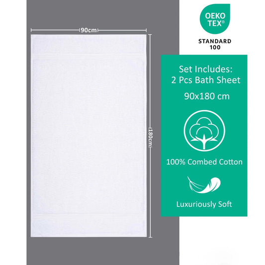 Bliss Kingdom Jumbo Bath Sheets 2-Pack – Extra Large 90x180 cm, 100% Combed Cotton, Soft &  Absorbent Luxury Towels for Bathroom, Spa & Hotel Use