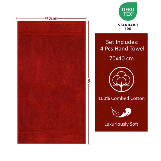 Bliss Kingdom Luxury Hand Towels 4-Pack – 40x70 cm, 100% Combed Cotton, Soft & Absorbent  Premium Towels for Bathroom, Kitchen & Spa Use