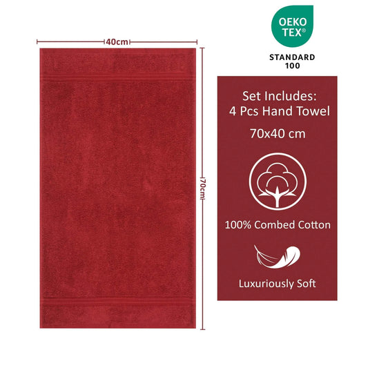 Bliss Kingdom Luxury Hand Towels 4-Pack – 40x70 cm, 100% Combed Cotton, Soft & Absorbent  Premium Towels for Bathroom, Kitchen & Spa Use