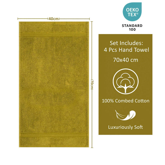 Bliss Kingdom Luxury Hand Towels 4-Pack – 40x70 cm, 100% Combed Cotton, Soft & Absorbent  Premium Towels for Bathroom, Kitchen & Spa Use