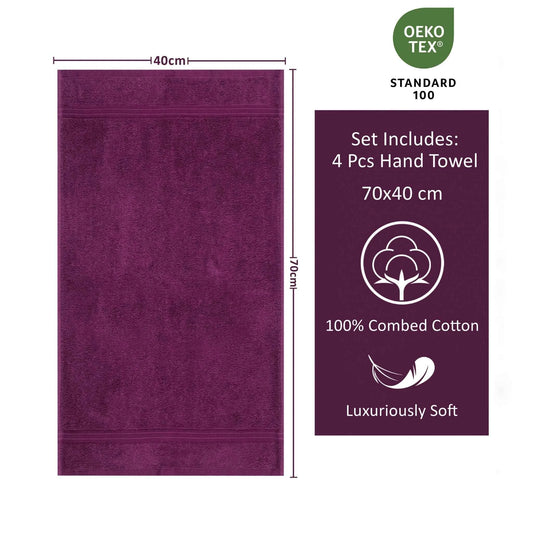 Bliss Kingdom Luxury Hand Towels 4-Pack – 40x70 cm, 100% Combed Cotton, Soft & Absorbent  Premium Towels for Bathroom, Kitchen & Spa Use