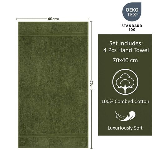 Bliss Kingdom Luxury Hand Towels 4-Pack – 40x70 cm, 100% Combed Cotton, Soft & Absorbent  Premium Towels for Bathroom, Kitchen & Spa Use