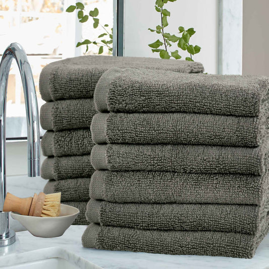 Bliss Kingdom 100% Combed Cotton Washcloths 12-Pack – 30x30 cm, Soft & Absorbent Luxury  Face & Hand Towels for Bathroom, Spa & Home Use